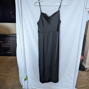 NWT Old Navy Black Satin Slip Dress – Petite Small – Cowl Neck Midi Cami Dress
